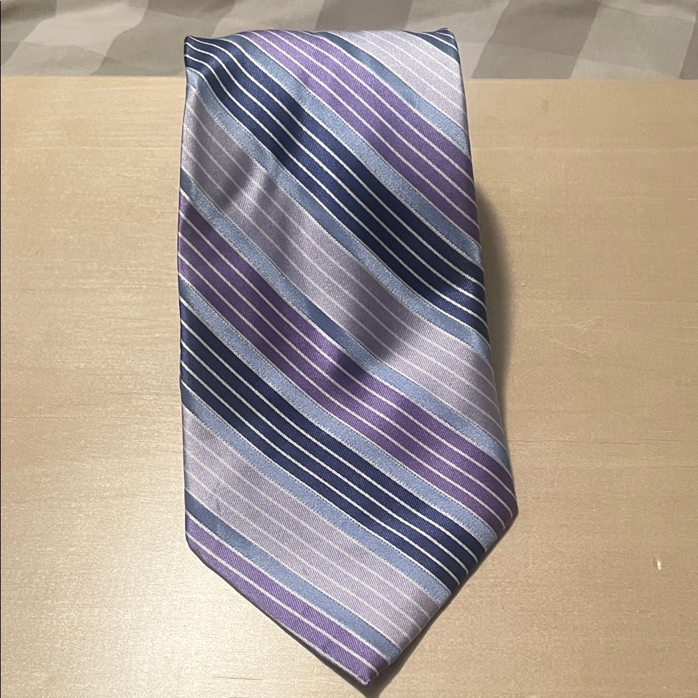 Elegant Purple and Blue Striped Men's Tie